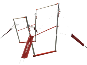 All-American uneven bars w/ natural fiber competition rails - std cables